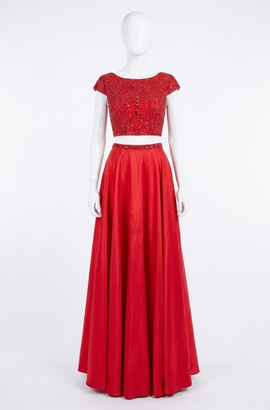 NEW SHERRI HILL two-piece set prom dress in red